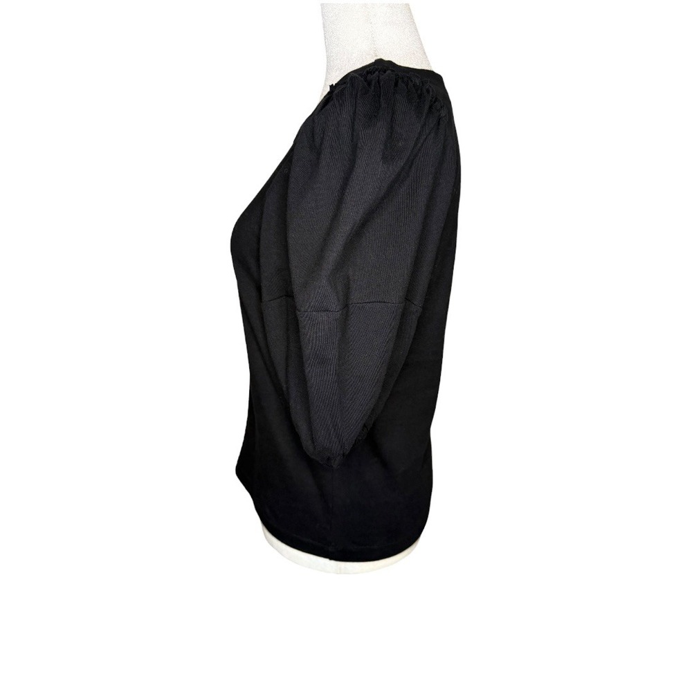 NEW Madewell Puff Sleeve Top Knit Tee Short Sleeve Jet Black Size XS - Picture 3 of 8